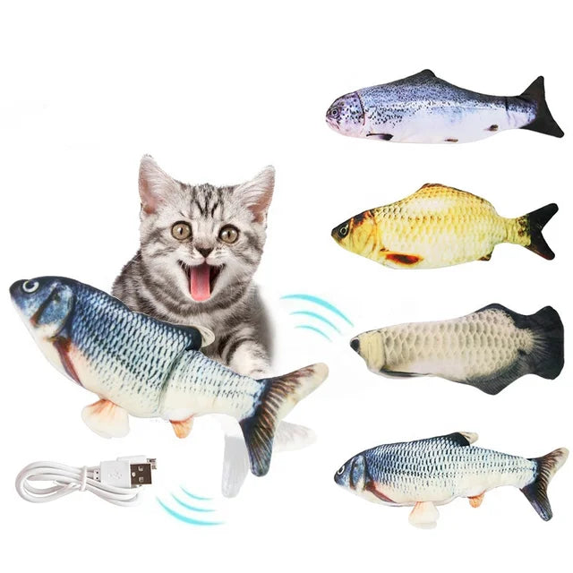 Swift Lane Interactive Flopping Fish Cat Toy - USB Rechargeable Realistic Wiggling Fish with Catnip