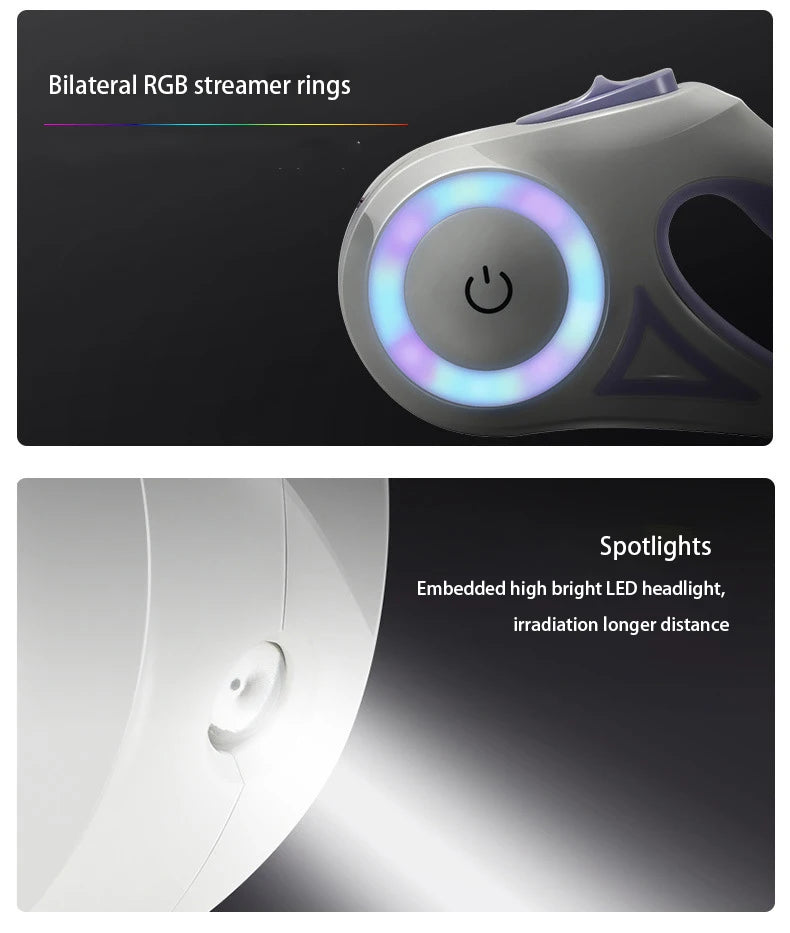 Premium Retractable LED Dog Leash – Automatic Luminous Pet Walking Leash for Small & Medium Dogs