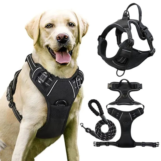 Swift Lane No-Pull Reflective Dog Harness - Heavy Duty Adjustable Vest with Front Leash Clip