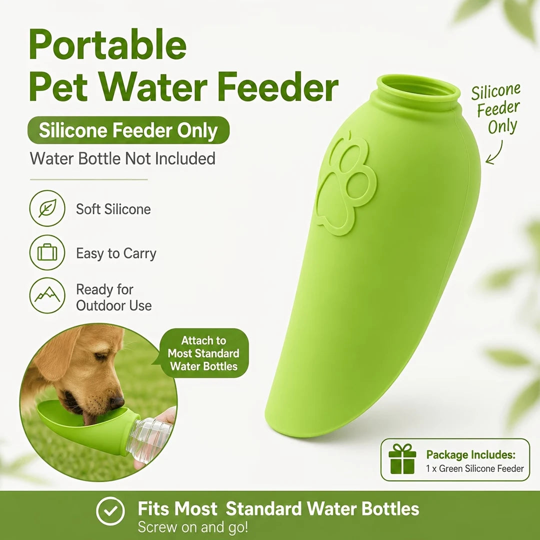Foldable Portable Pet Water Dispenser | Outdoor Travel Drinker Compatible with Regular Water Bottles | Lightweight Leak-Proof Walking & Hiking Dog Water Bowl