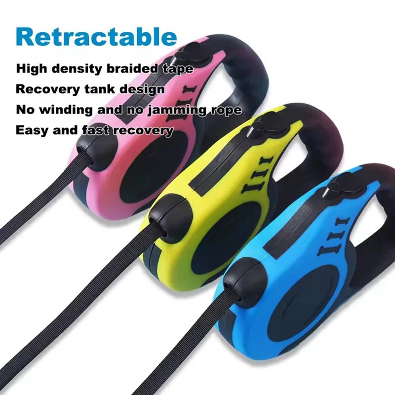 Automatic Retractable Dog Leash 3M 5M | Heavy-Duty Nylon Extension Walking Lead | One-Button Brake Traction Rope for Small and Medium Dogs