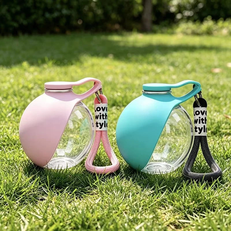 Portable Dog Water Bottle 285ml | Travel Pet Drinking Silicone Bowl with Lanyard | Leak-Proof Lightweight Outdoor Walking & Hiking Hydration Dispenser