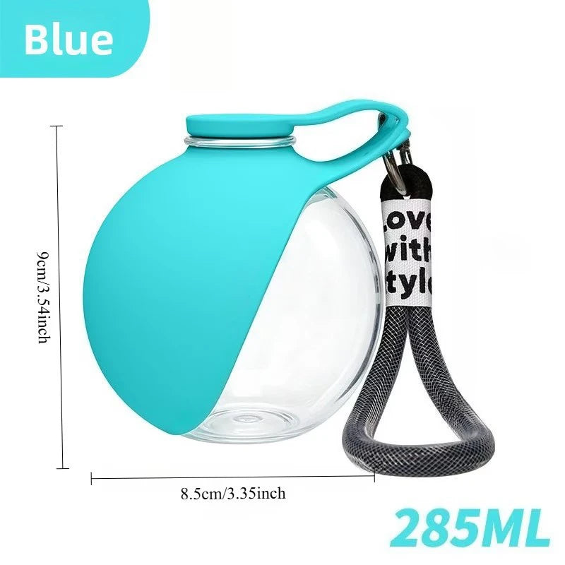 Portable Dog Water Bottle 285ml | Travel Pet Drinking Silicone Bowl with Lanyard | Leak-Proof Lightweight Outdoor Walking & Hiking Hydration Dispenser