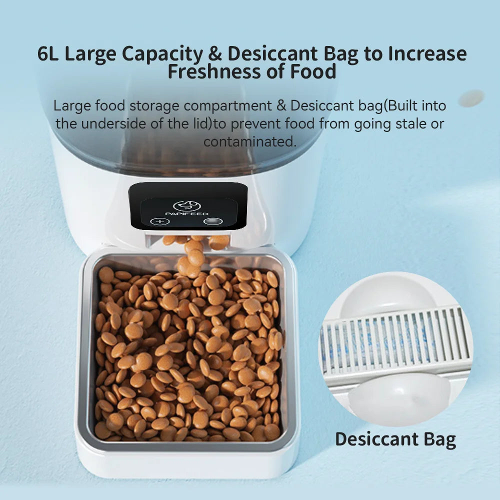 Automatic Cat Feeder with Wi-Fi | Timed Smart Pet Food Dispenser with Rechargeable Battery | Stainless Steel Bowl Programmable Slow Feeder for Cats and Small Dogs
