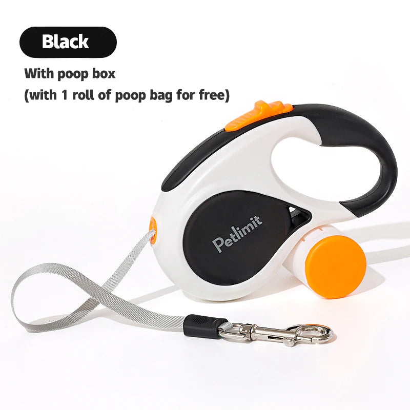 Automatic Retractable Dog Leash 3M 5M | Heavy-Duty Extension Walking Lead with Built-In Poop Bag Dispenser | Modern Ergonomic Traction Rope for Small and Medium Pets