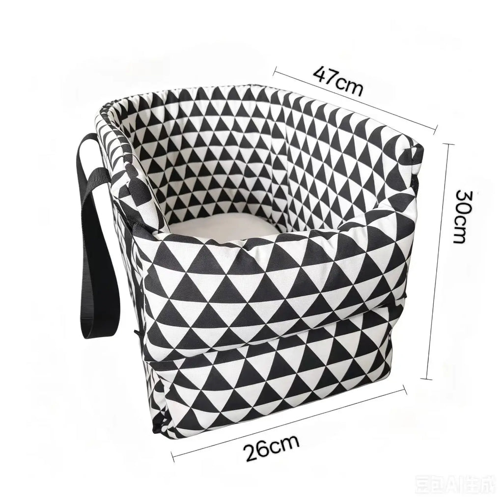 Portable Car Pet Carrier | Handheld Small Cat & Dog Safety Seat | Travel Safety Cage Booster Basket with Comfort Handles for Car Center Console Armrest
