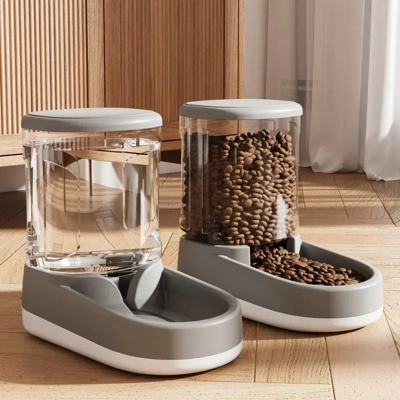 Automatic Pet Feeder and Water Dispenser Set | Gravity Food Storage Station & Drinking Bowl | Non-Electric Self-Dispensing Feeder for Cats and Dogs