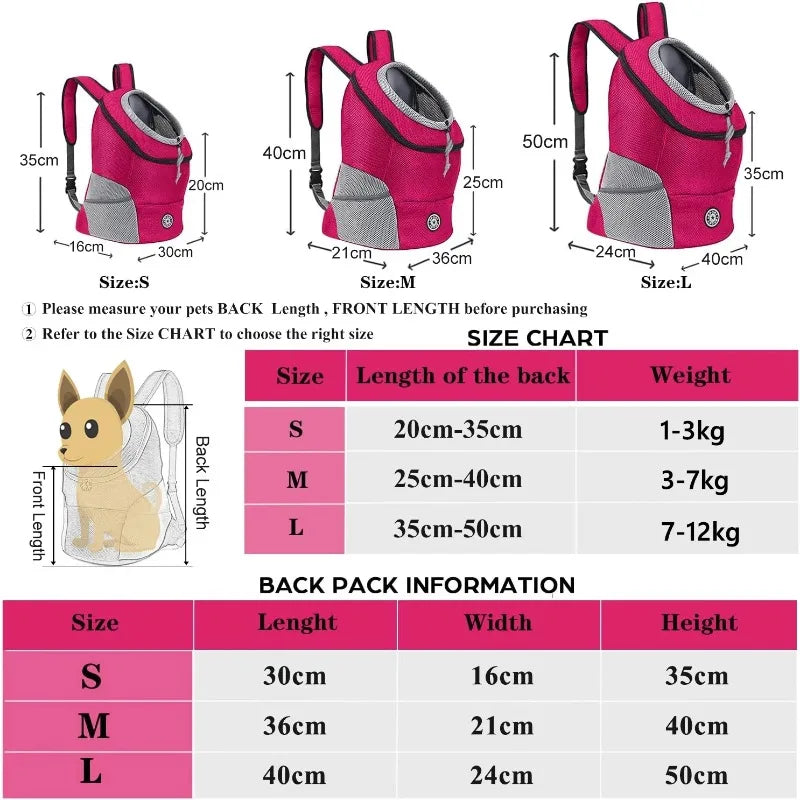 Hands-Free Dog Backpack Carrier | Breathable Front Pack Travel Bag with Adjustable Safety Harness | Reflective Leg-Out Pet Shoulder Pouch for Hiking and Walking