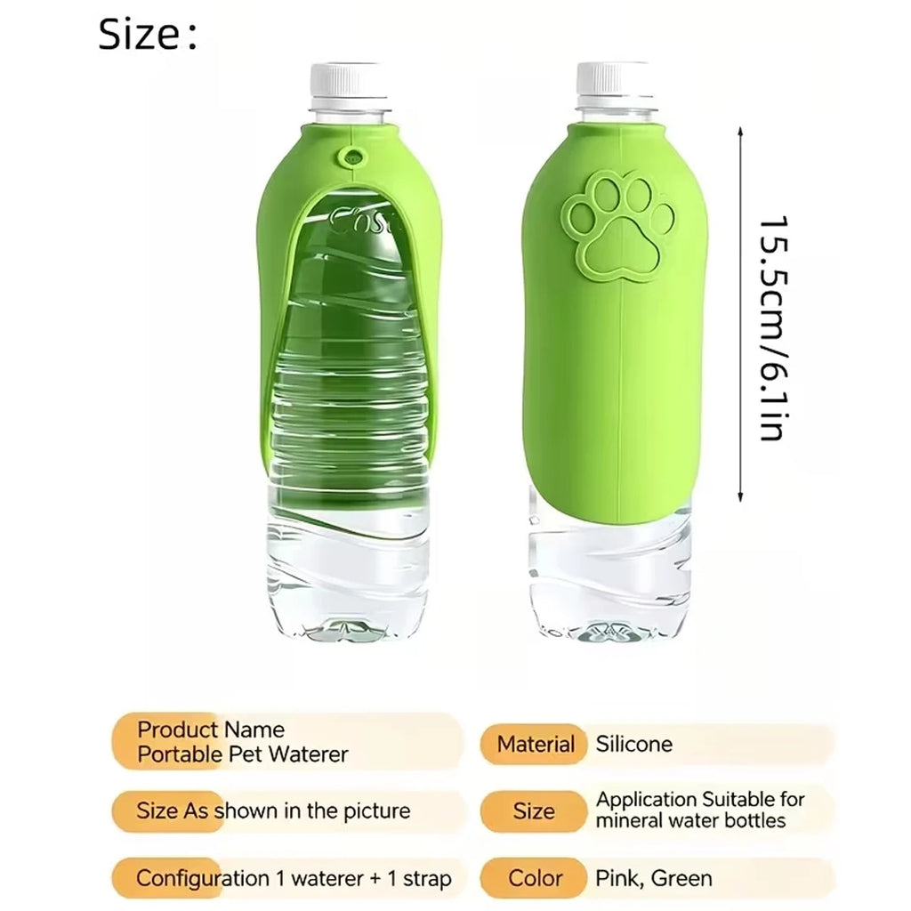 Foldable Portable Pet Water Dispenser | Outdoor Travel Drinker Compatible with Regular Water Bottles | Lightweight Leak-Proof Walking & Hiking Dog Water Bowl