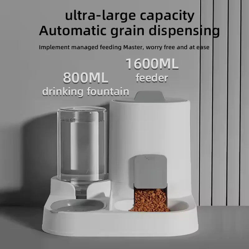 2-in-1 Automatic Pet Feeder and Water Dispenser | Ultra-Large Capacity Gravity Food Station & Drinking Bowl | Non-Electric Integrated Feeding Hub for Cats and Dogs