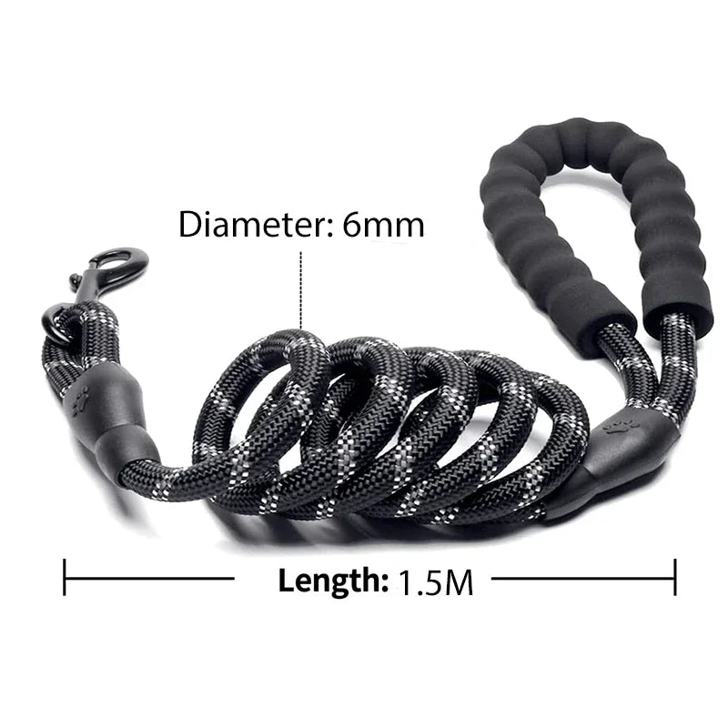 Heavy Duty Anti-Pull Bungee Dog Leash – Shock Absorbing Reflective Pet Leash with Soft Dual Handles