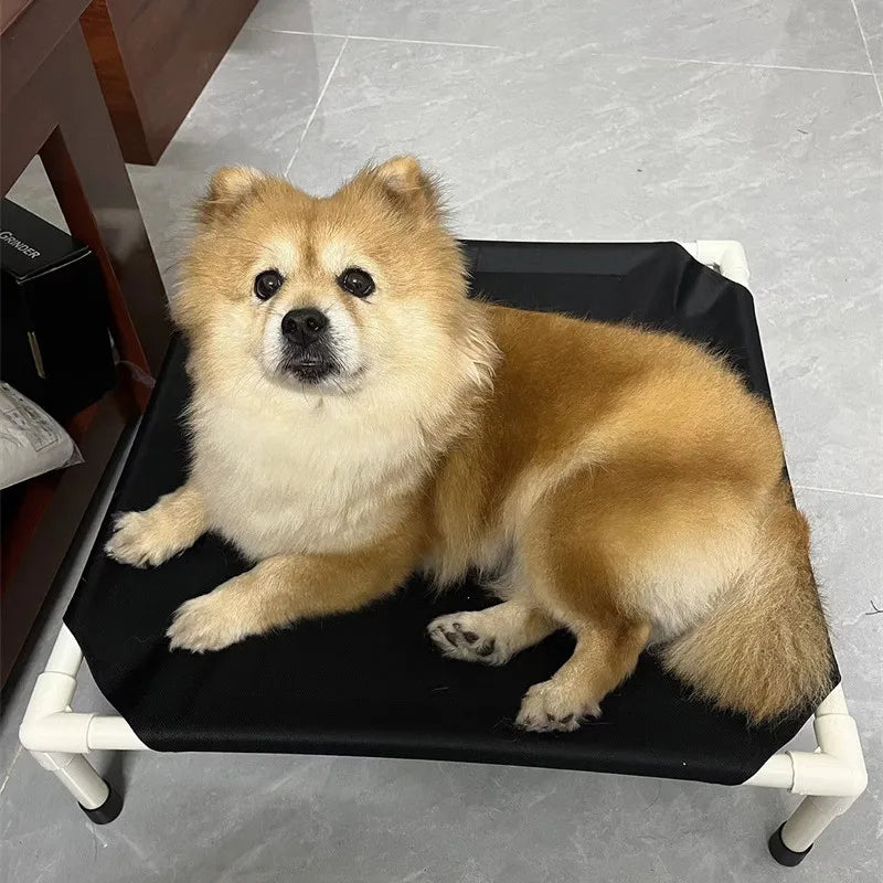 Elevated Pet Camping Bed | Folding Outdoor Dog Cot & Raised Puppy Mat | Portable Cooling Cat Lounge Bed with Heavy-Duty Frame for Travel, Backyard, and Beach