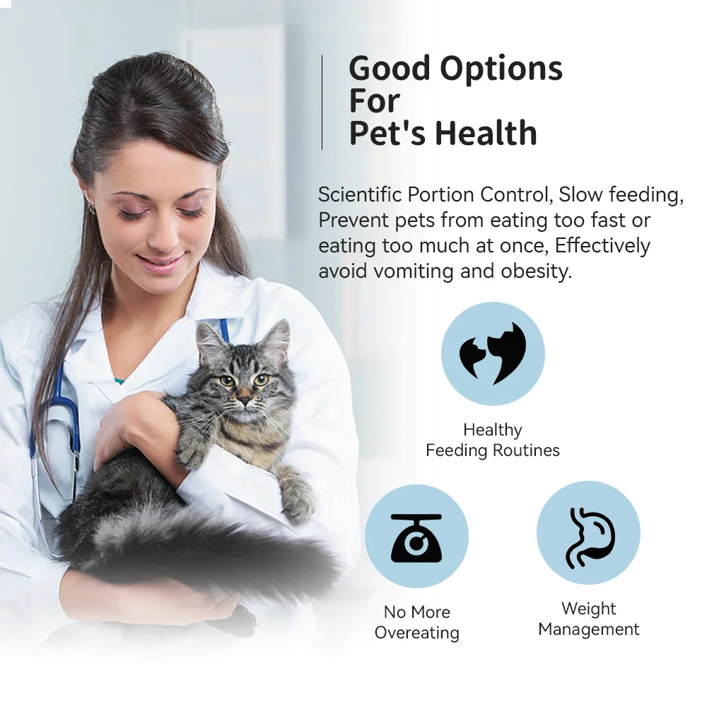 Automatic Cat Feeder with Wi-Fi | Timed Smart Pet Food Dispenser with Rechargeable Battery | Stainless Steel Bowl Programmable Slow Feeder for Cats and Small Dogs