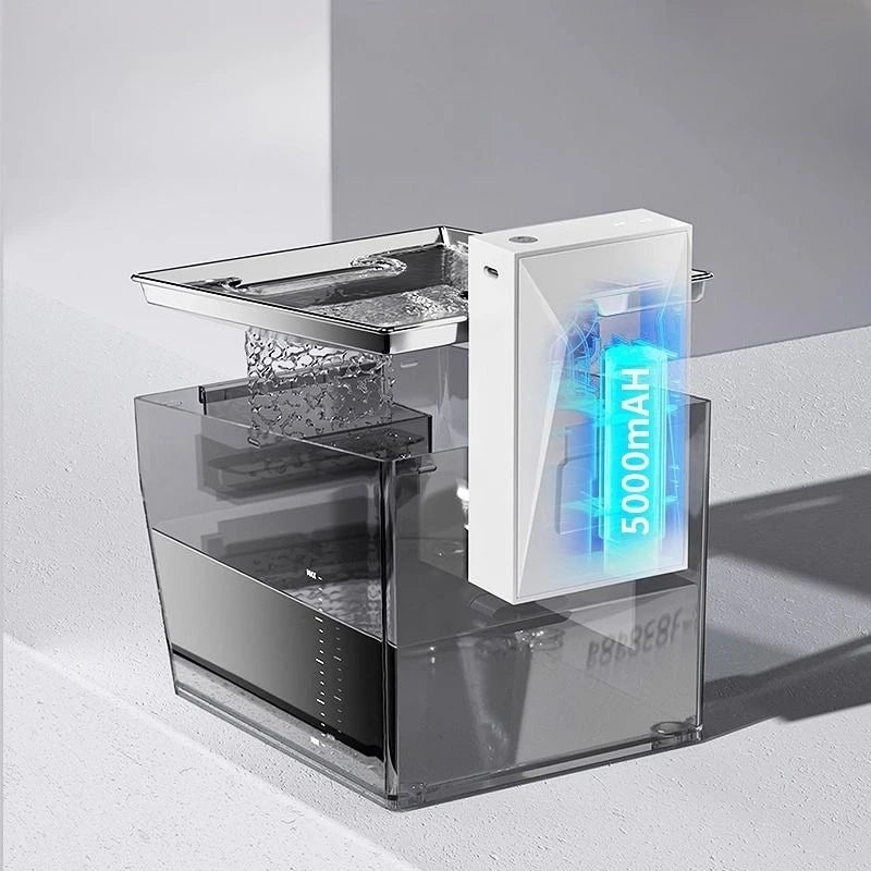 Wireless Automatic Cat Water Fountain | Ultra-Silent Smart Drinking Dispenser with Motion Sensor | Battery Operated Filtering Circulating Water Bowl for Dogs and Cats