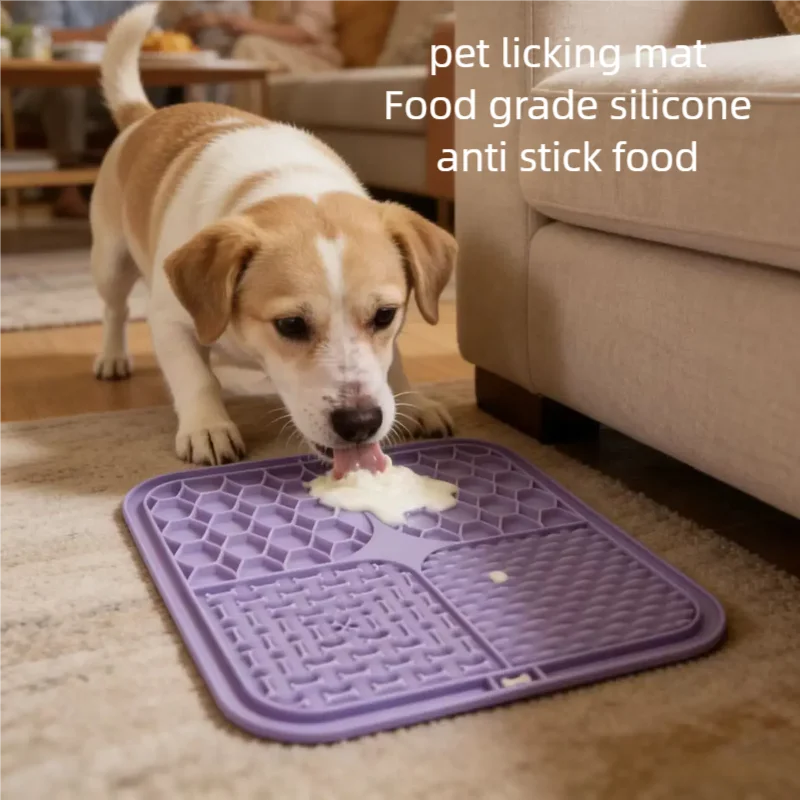 Silicone Dog Lick Mat | Slow Feeder Pet Food Plate with Strong Suction Cups | Distraction Pad for Bathing, Grooming, and Anxiety Relief for Dogs and Cats