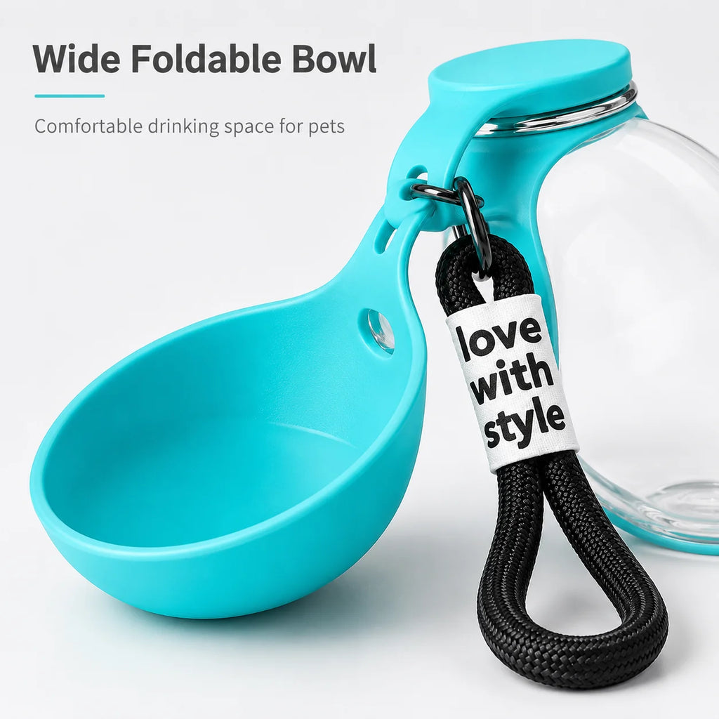 Portable Dog Water Bottle | Leaf-Shaped Silicone Travel Pet Water Dispenser with Wrist Strap | Leak-Proof Lightweight Outdoor Walking and Hiking Hydration Bowl