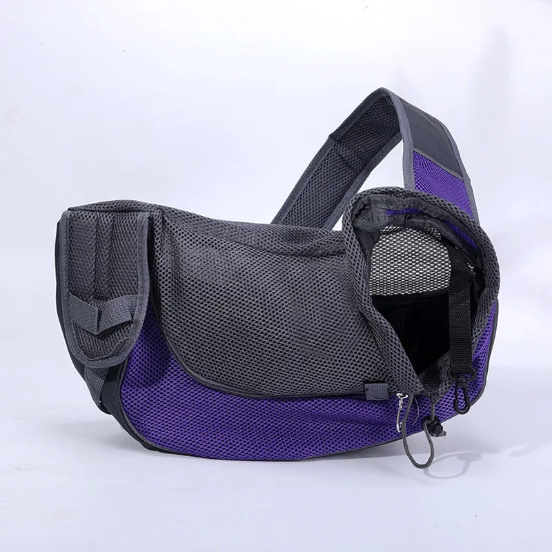 Hands-Free Dog Sling Carrier | Breathable Mesh Travel Puppy Shoulder Bag with Adjustable Neck Safety Strap | Comfortable Hands-Free Tote for Small Dogs & Cats