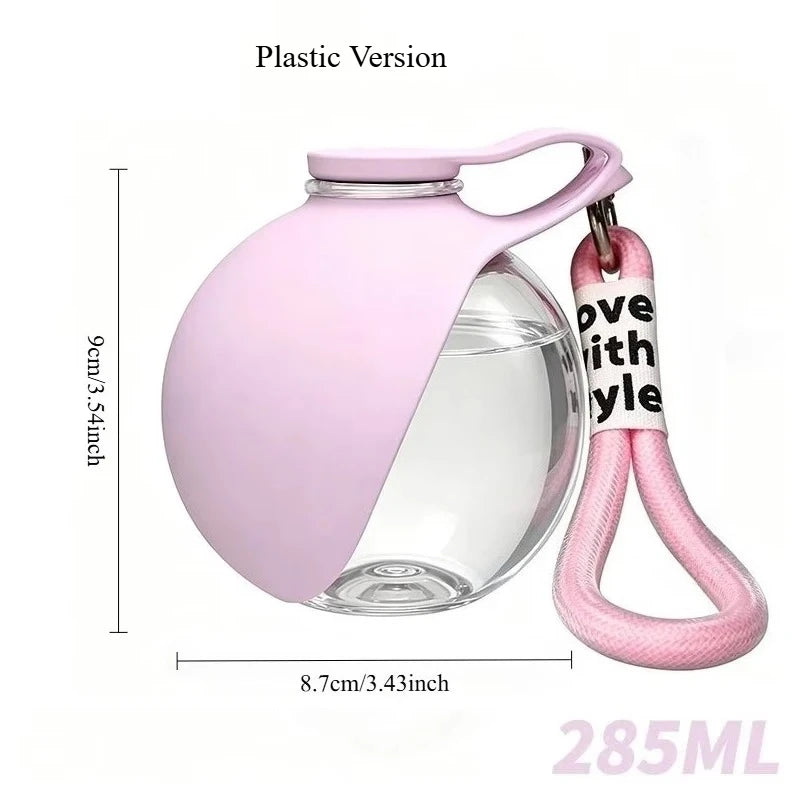 Portable Dog Water Bottle 285ml | Travel Pet Drinking Silicone Bowl with Lanyard | Leak-Proof Lightweight Outdoor Walking & Hiking Hydration Dispenser