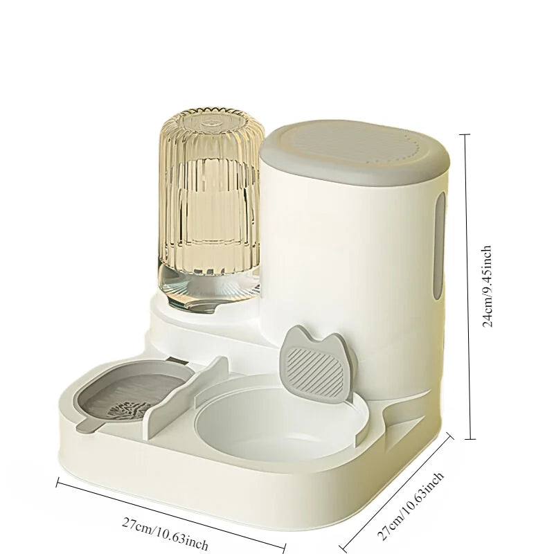 2-in-1 Automatic Pet Feeder and Water Dispenser | Gravity Food Storage Station with Water Fountain Bowl | Non-Electric Integrated Feeding Combo for Cats and Dogs