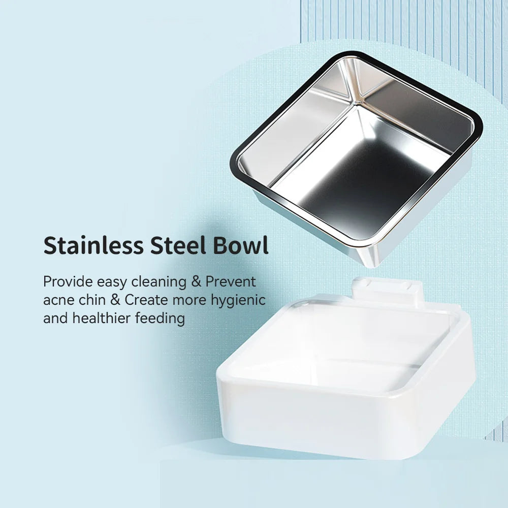 Automatic Cat Feeder with Wi-Fi | Timed Smart Pet Food Dispenser with Rechargeable Battery | Stainless Steel Bowl Programmable Slow Feeder for Cats and Small Dogs