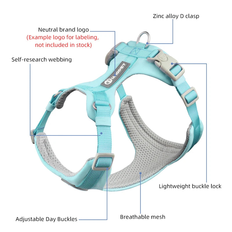 Lightweight Step-In Dog Harness | Breathable No-Pull Mesh Pet Vest | Adjustable Reflective Outdoor Walking Harness for Small, Medium, and Large Dogs