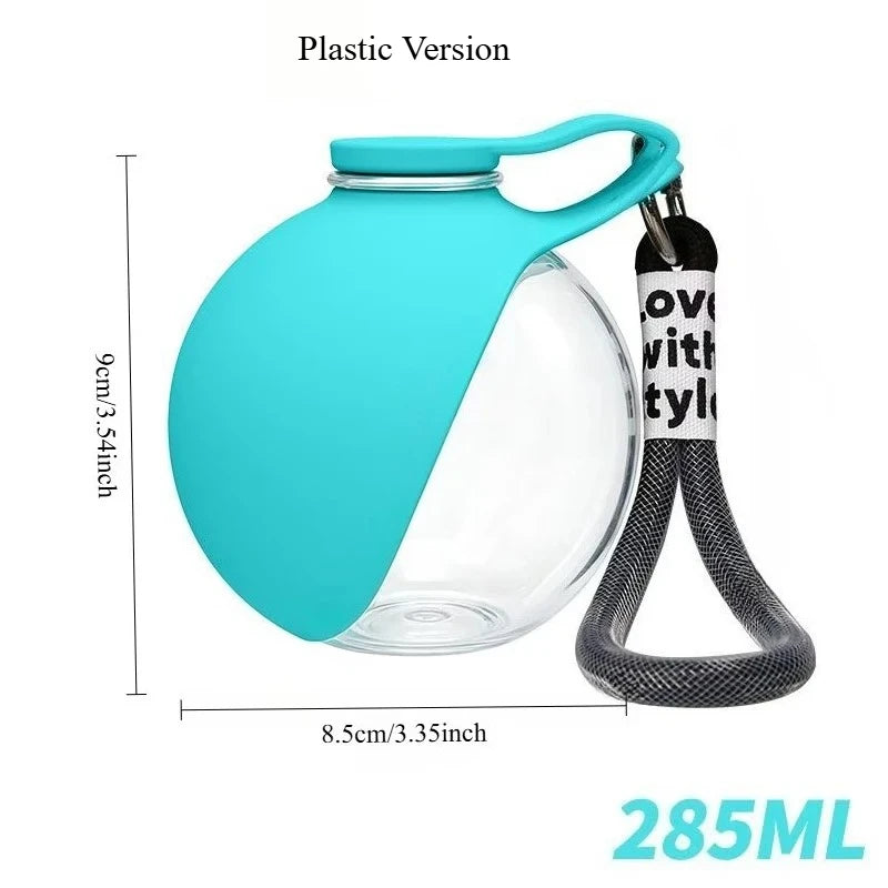 Portable Dog Water Bottle 285ml | Travel Pet Drinking Silicone Bowl with Lanyard | Leak-Proof Lightweight Outdoor Walking & Hiking Hydration Dispenser