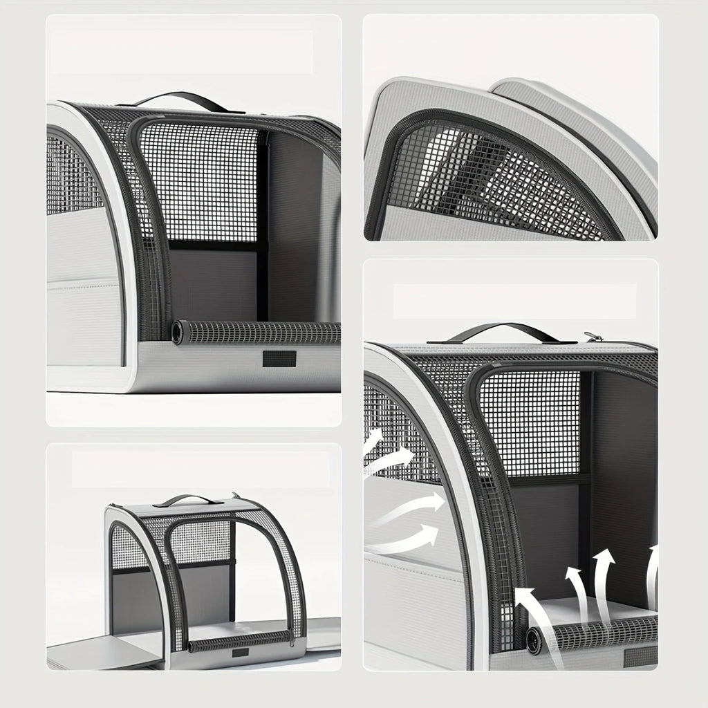 Pet Car Bed for Dogs & Cats | Portable Vehicle Travel Kennel House | Foldable Soft-Sided Safety Crate with Breathable Mesh Windows and Comfort Cushion