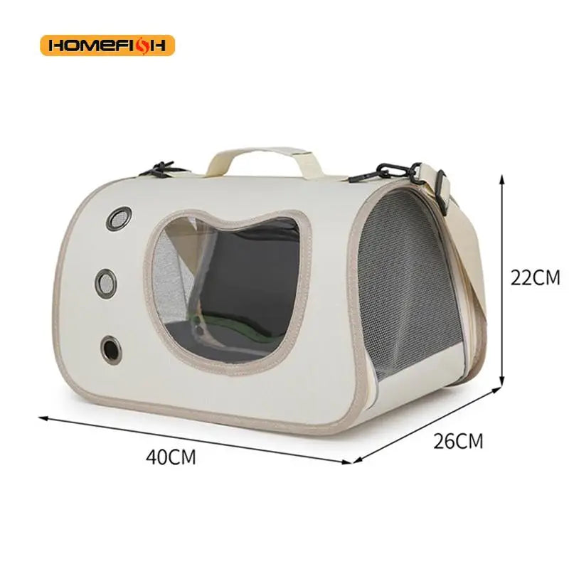 Portable Pet Carrier Bag | Outdoor Foldable Shoulder Tote for Small Dogs and Cats | Breathable Travel Kennel with Comfort Strap and Transparent Ventilation Windows