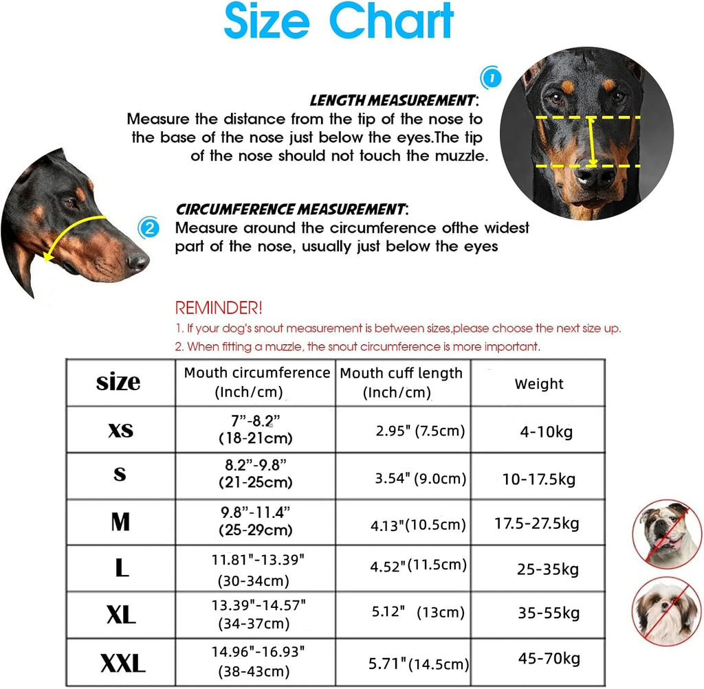 Humane Basket Dog Muzzle – Breathable Soft Silicone Cage Mouth Cover for Small, Medium & Large Dogs