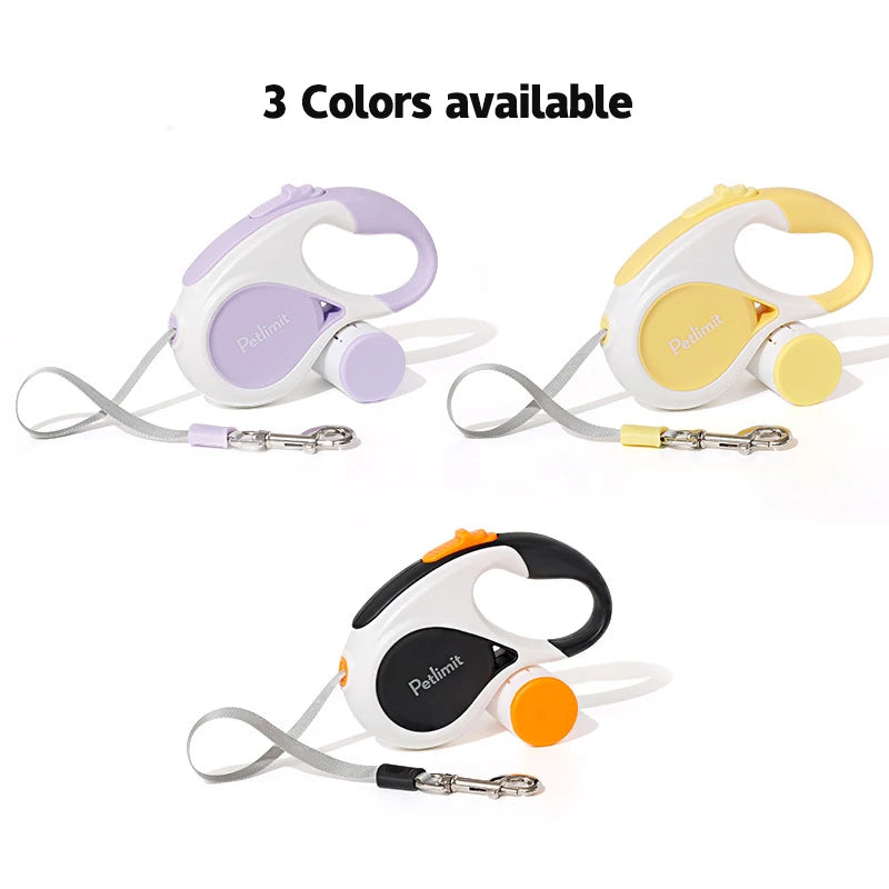 Automatic Retractable Dog Leash 3M 5M | Heavy-Duty Extension Walking Lead with Built-In Poop Bag Dispenser | Modern Ergonomic Traction Rope for Small and Medium Pets