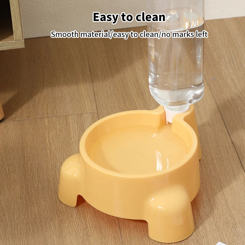Automatic Pet Water Bottle Dispenser | Gravity Refilling Single Drinking Bowl for Puppies and Cats | Self-Dispensing No-Spill Fountain Station for Small Pets