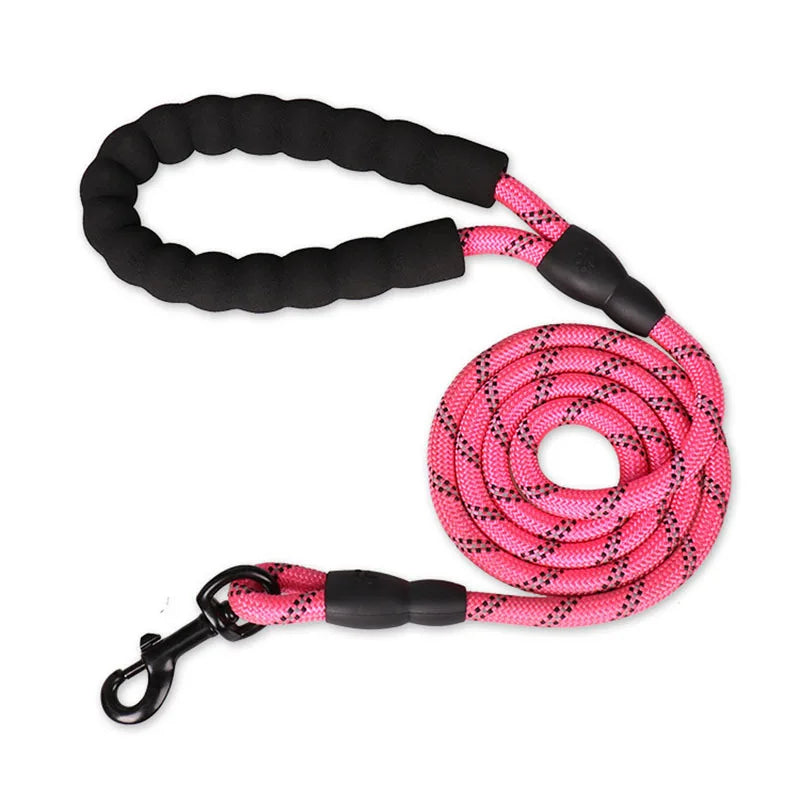 1.5m Heavy Duty Climbing Rope Dog Leash | Durable Nylon Braided Lead with Soft Padded Handle | Reflective Shock Absorbing Training Traffic Cord for Cats and Dogs
