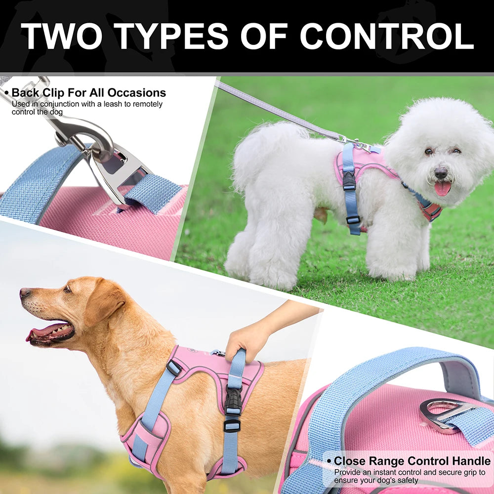 Mesh Breathable Dog Harness Vest | Nylon Reflective Adjustable Pet Training Harness | Durable No-Choke Outdoor Walking Vest for Small, Medium, and Large Dogs