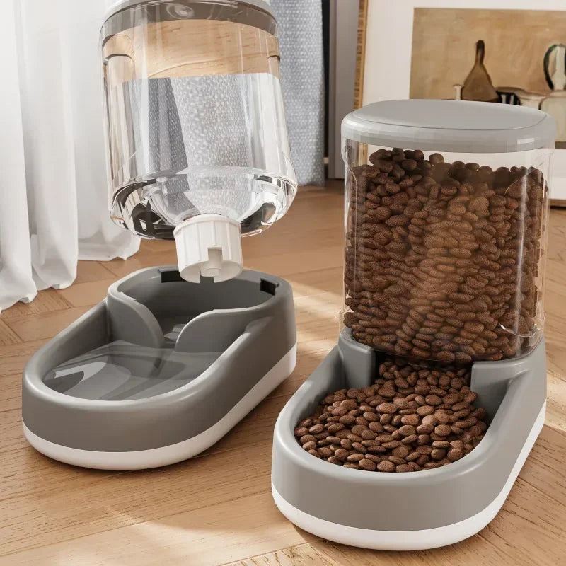 Automatic Pet Feeder and Water Dispenser Set | Gravity Food Storage Station & Drinking Bowl | Non-Electric Self-Dispensing Feeder for Cats and Dogs