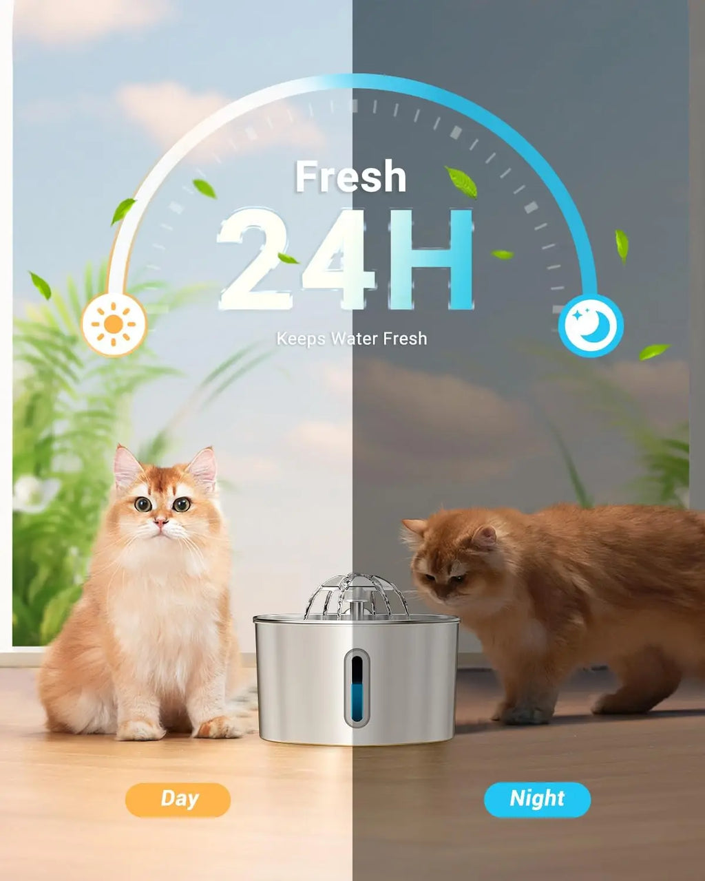 2.2L Stainless Steel Cat Water Fountain | Automatic Electric Pet Drinking Dispenser | Ultra-Silent Circulating Water Bowl with Dual Flow Flower Outlet Mode