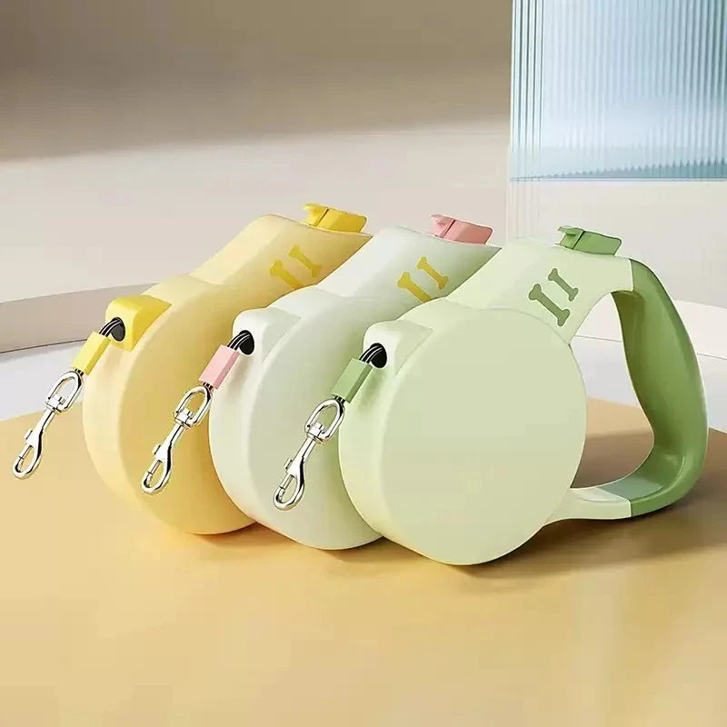 Automatic Retractable Dog Leash 3M 5M | Modern Donut Ring Travel Walking Lead | Heavy-Duty Extension Traction Rope with Wrist Strap Design for Cats and Small Dogs