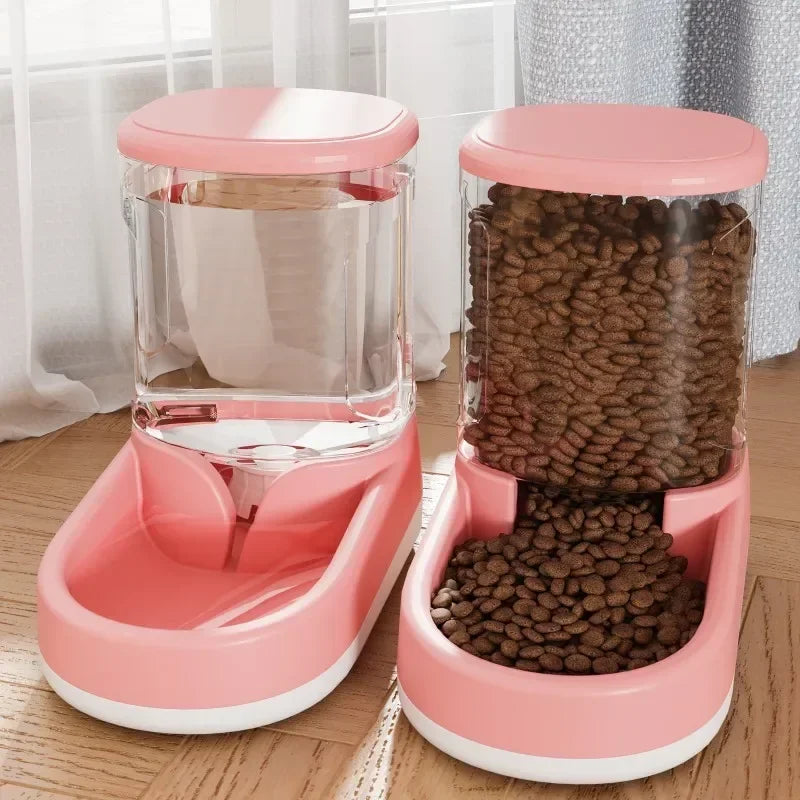 Automatic Pet Feeder and Water Dispenser Set | Gravity Food Storage Station & Drinking Bowl | Non-Electric Self-Dispensing Feeder for Cats and Dogs
