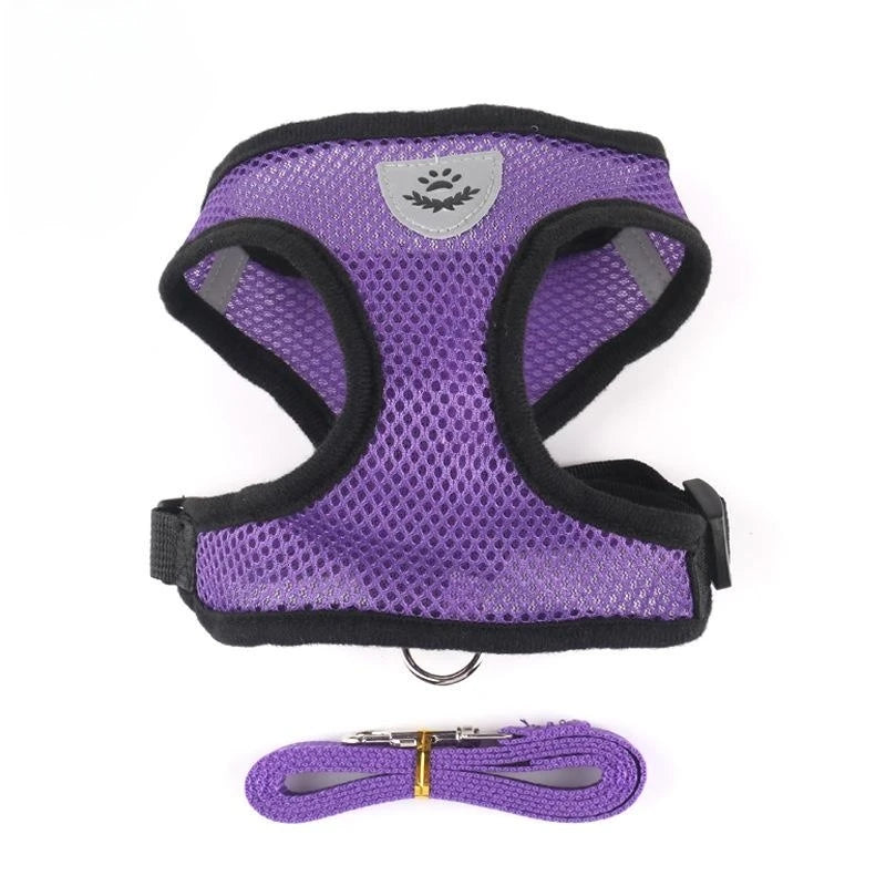 Cat and Dog Harness with Leash Set | Adjustable Polyester Mesh Breathable Walking Vest | Reflective No-Choke Escape-Proof Harness Jacket for Kittens and Small Dogs