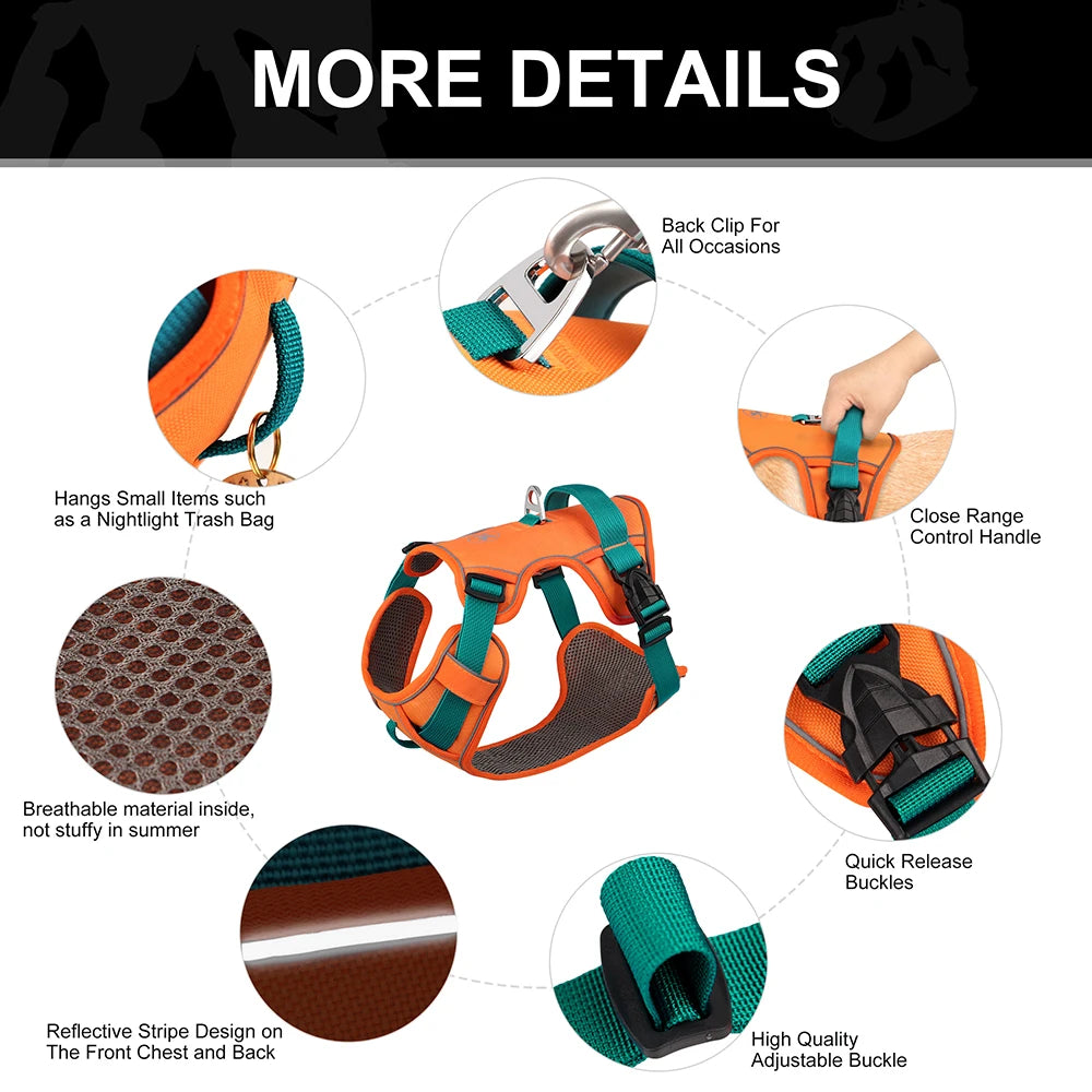 Mesh Breathable Dog Harness Vest | Nylon Reflective Adjustable Pet Training Harness | Durable No-Choke Outdoor Walking Vest for Small, Medium, and Large Dogs