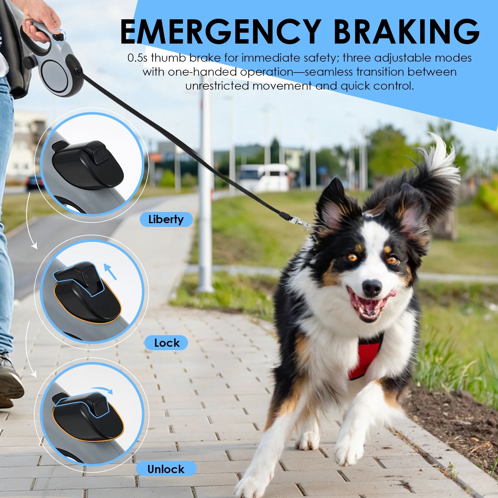 8M Retractable Dog Leash with Waste Bag Dispenser | Heavy-Duty Automatic Extension Nylon Walking Lead | Non-Slip Ergonomic Handle Pet Leash for Small to Large Dogs