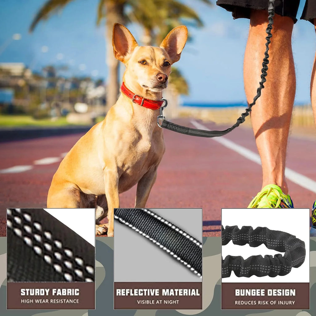 Heavy Duty Bungee Dog Leash | 4FT Shock Absorbing Extension Traffic Lead | Tactical No-Pull Reflective Walking Running Rope for Medium and Large Dogs