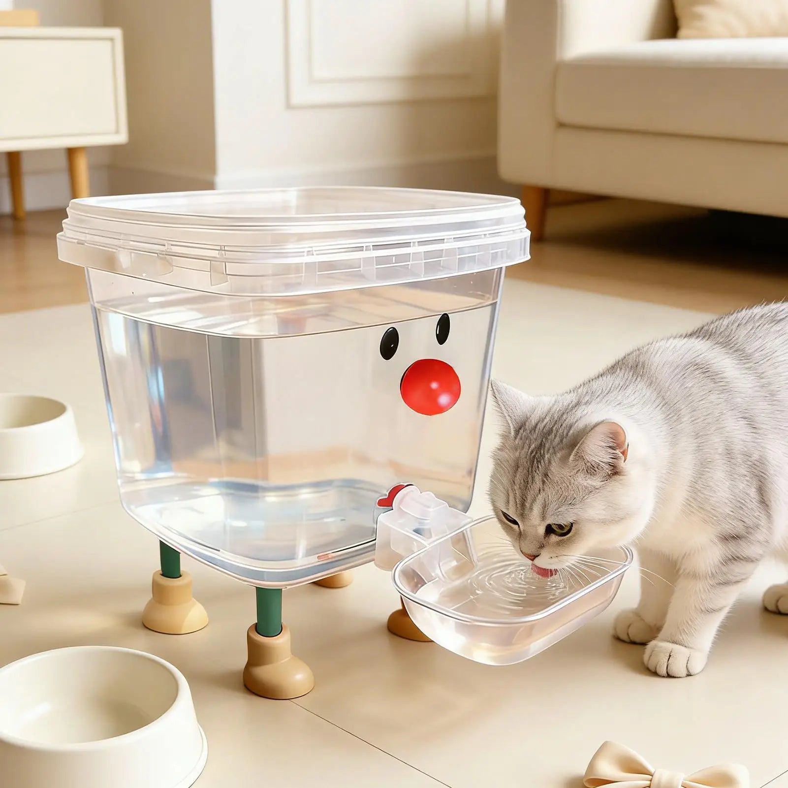 Automatic Pet Water Fountain | 3L/5L Large Capacity Auto Cat & Dog Drinker | Cute Smiley Face Design Transparent Circulating Fresh Water Dispenser Bowl