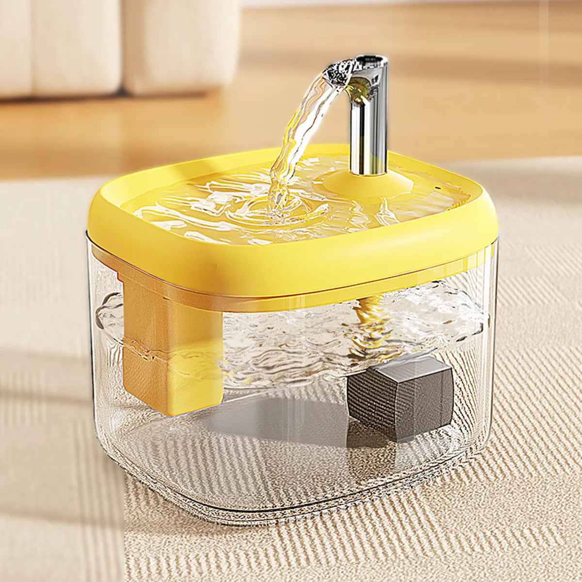 1.5L Automatic Pet Water Fountain | Ultra-Quiet Electric Cat & Dog Dispenser | Circulating Filtered Drinking Water Bowl with Top Storage Basin