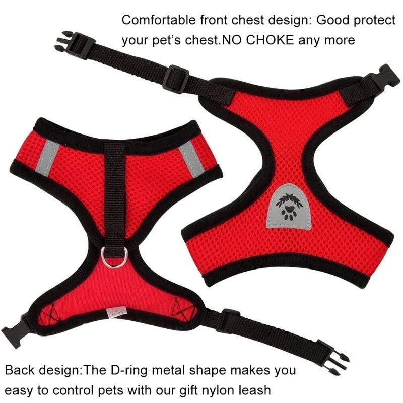 Cat and Dog Harness with Leash Set | Adjustable Polyester Mesh Breathable Walking Vest | Reflective No-Choke Escape-Proof Harness Jacket for Kittens and Small Dogs