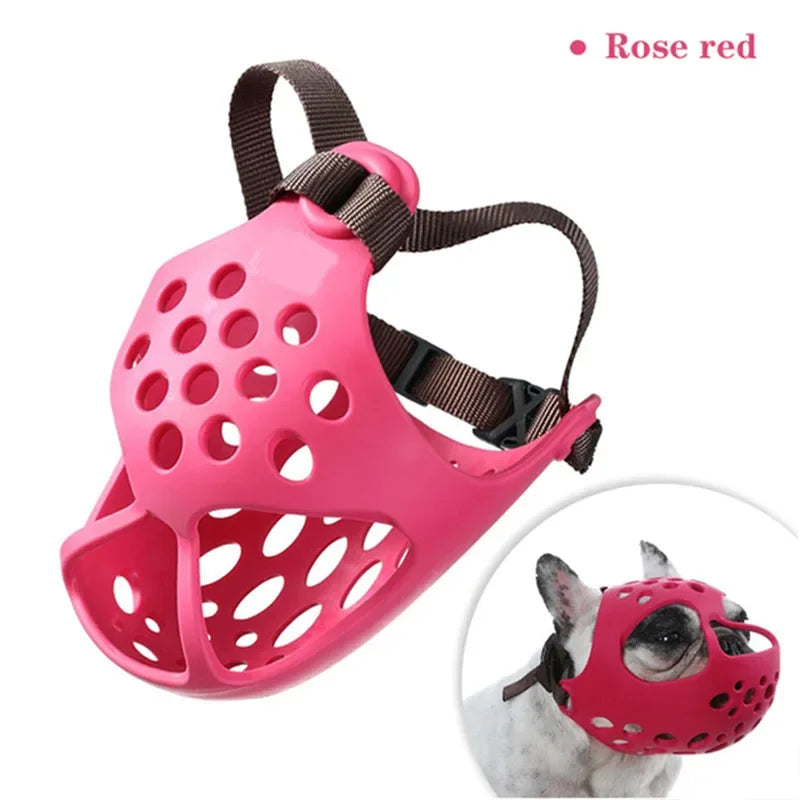 Short Snout Dog Muzzle | Soft Silicone Mask for Flat-Faced Breeds | Breathable Mesh Safety Cover for Biting, Chewing, and Licking Training for French Bulldogs, Pugs, and Boston Terriers