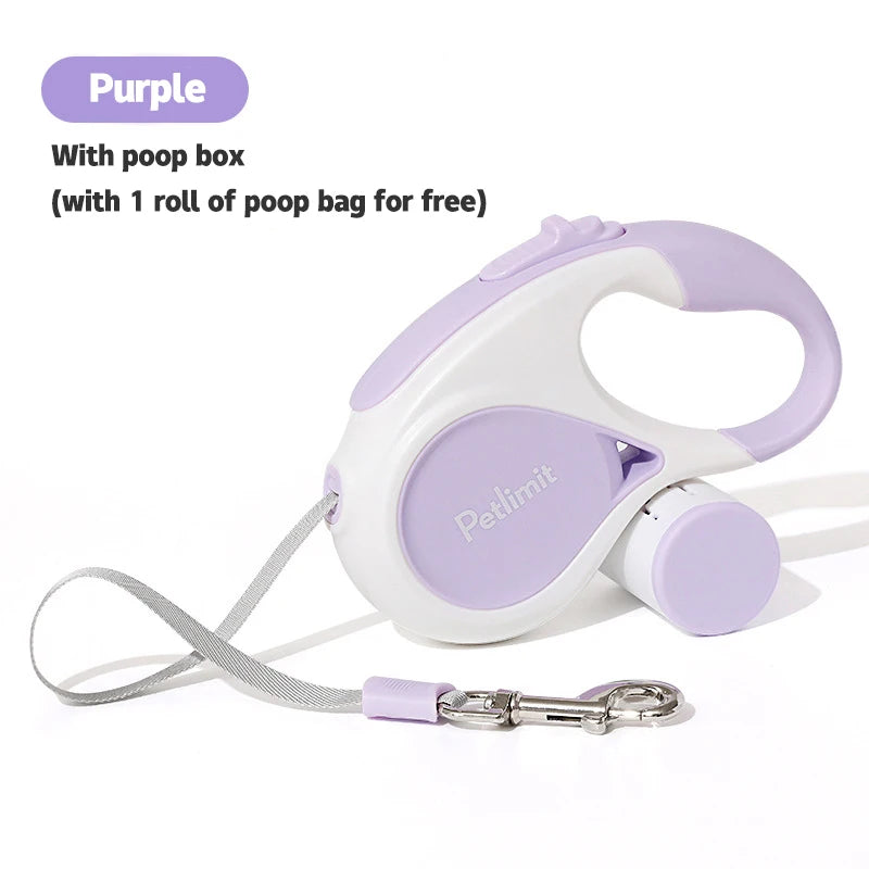 Automatic Retractable Dog Leash 3M 5M | Heavy-Duty Extension Walking Lead with Built-In Poop Bag Dispenser | Modern Ergonomic Traction Rope for Small and Medium Pets