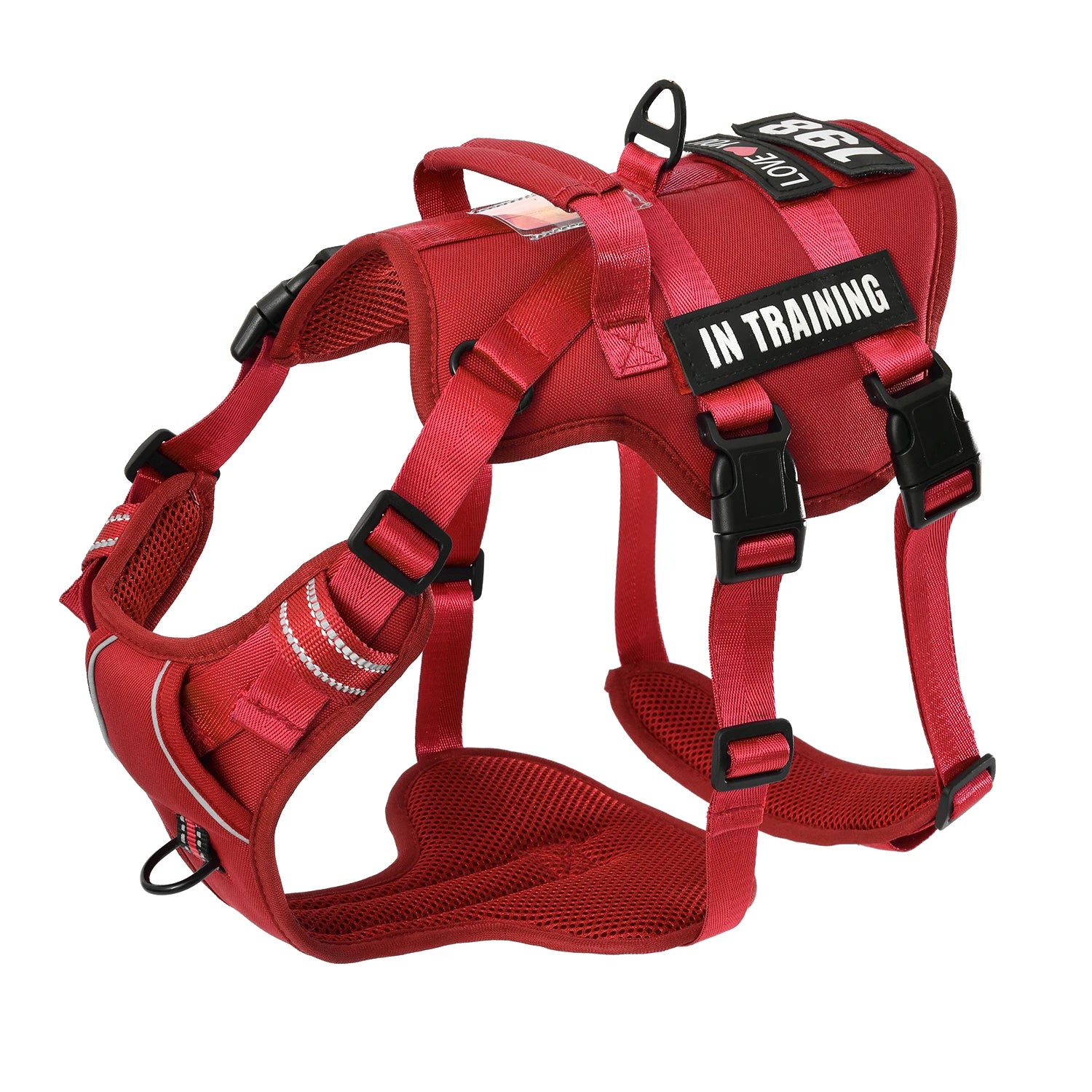 Tactical No-Pull Dog Harness Vest with 4 Removable Patches | Heavy-Duty Reflective Working Pet Harness | Adjustable Soft Padded Service Dog Vest for Medium to Large Dogs