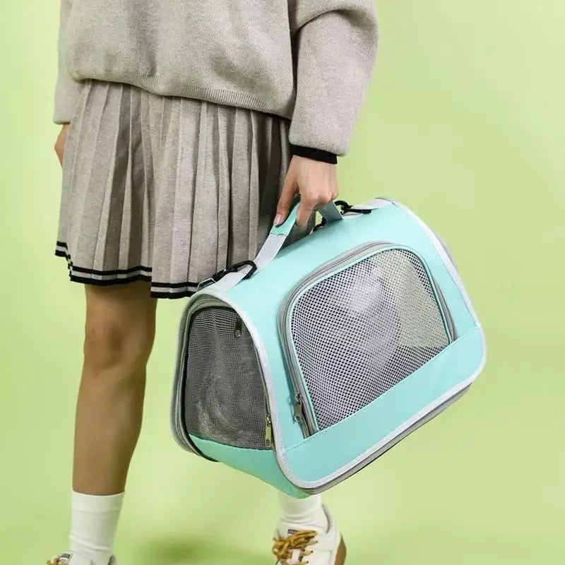 Pet Outing Portable Handbag | Summer Breathable Cat & Dog Carrier Bag | Travel Puppy & Kitten Single Shoulder Tote with Mesh Ventilation Panel
