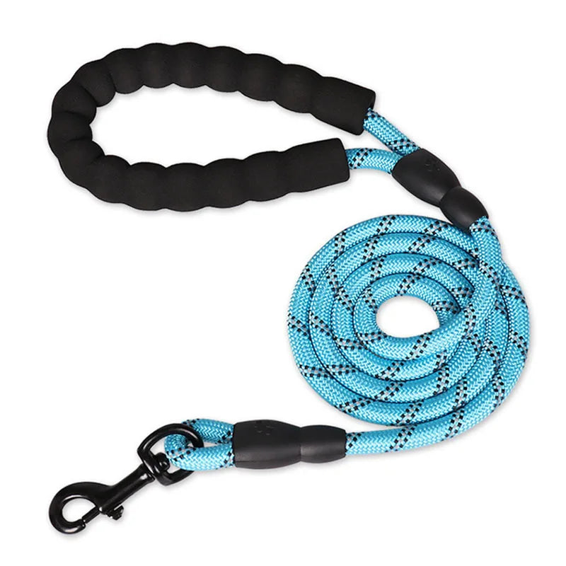 1.5m Heavy Duty Climbing Rope Dog Leash | Durable Nylon Braided Lead with Soft Padded Handle | Reflective Shock Absorbing Training Traffic Cord for Cats and Dogs