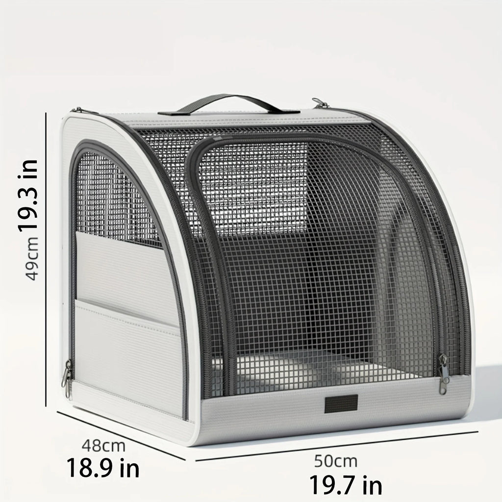 Pet Car Bed for Dogs & Cats | Portable Vehicle Travel Kennel House | Foldable Soft-Sided Safety Crate with Breathable Mesh Windows and Comfort Cushion